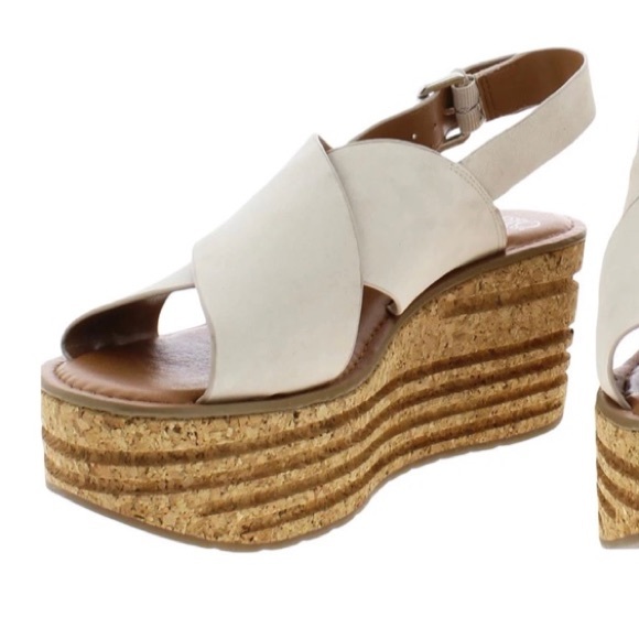 NIB (8.5) FRANCO SARTO BM vanilla suede Caroline cork leather platforms - Picture 14 of 14
